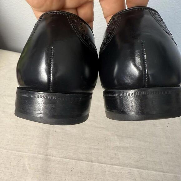 FLORSHEIM‎ BLACK LEATHER WINGTIP BROGUES DRESS LOAFER 9.5 D - Picture 4 of 9